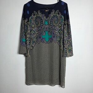 Tiana B Womens‎ Paisley Print Shift Dress Navy Green Purple Size 6